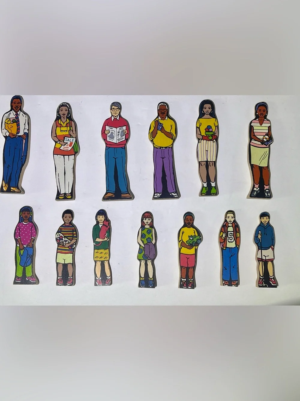 Vintage Wooden People Puzzle Figure Lot of 20 Educational Toy